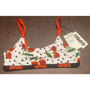 NWT PSD Scoop Bralette Skull Cherry Hearts Print XL Goth Coquette Alt Rockabilly